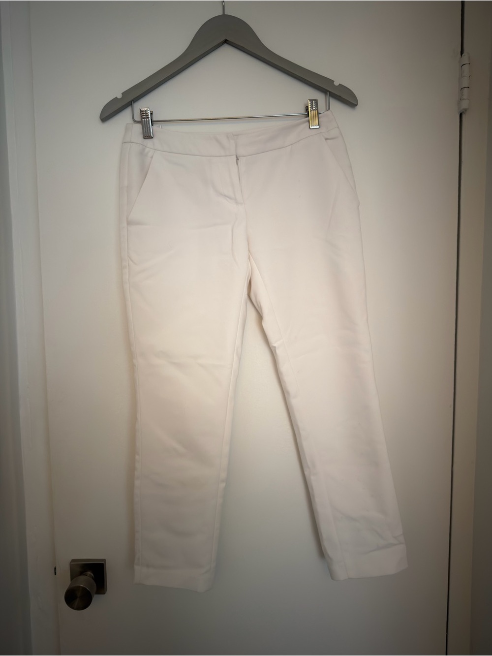 Ann Taylor Cream Straight-Leg Ponte Pants